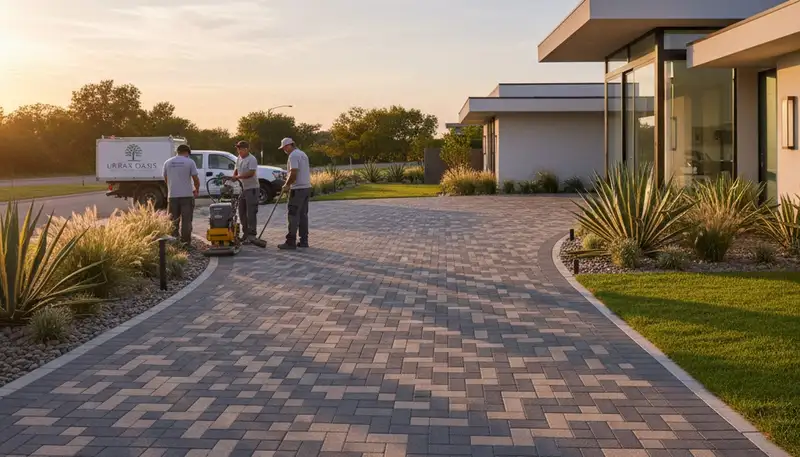 Driveway pavers installation in Chico, CA for durable, custom landscaping by Chop Chop Landscaping