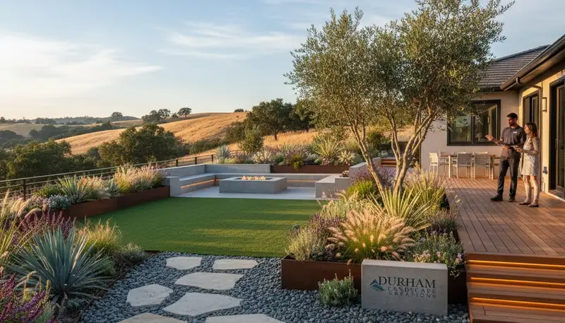 Landscaping crew providing professional yard care in Chico, CA for residential properties