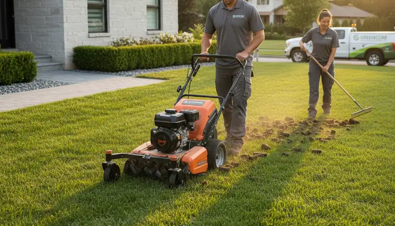 Lawn aeration service in Chico, CA by Chop Chop Landscaping to improve soil and root health