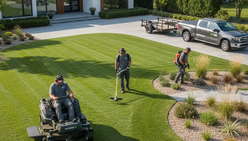 Chico, CA lawn maintenance crew providing mowing and seasonal yard care for a landscaped property