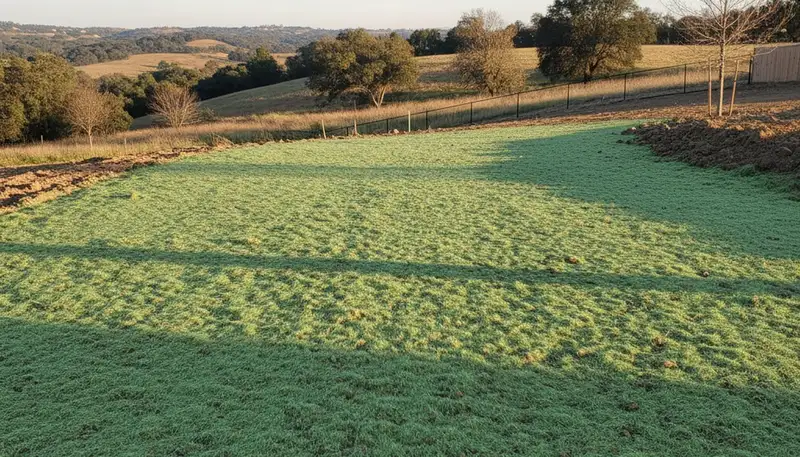 Freshly applied hydroseed coating on prepared soil by professional landscapers in Chico, CA