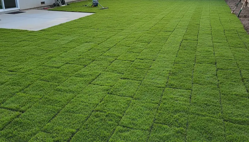 Freshly installed bright green sod lawn in Chico, CA showing expert landscaping and instant curb appeal