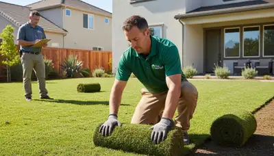 Close-up of seamless sod seams showing expert lawn installation craftsmanship in Chico, CA